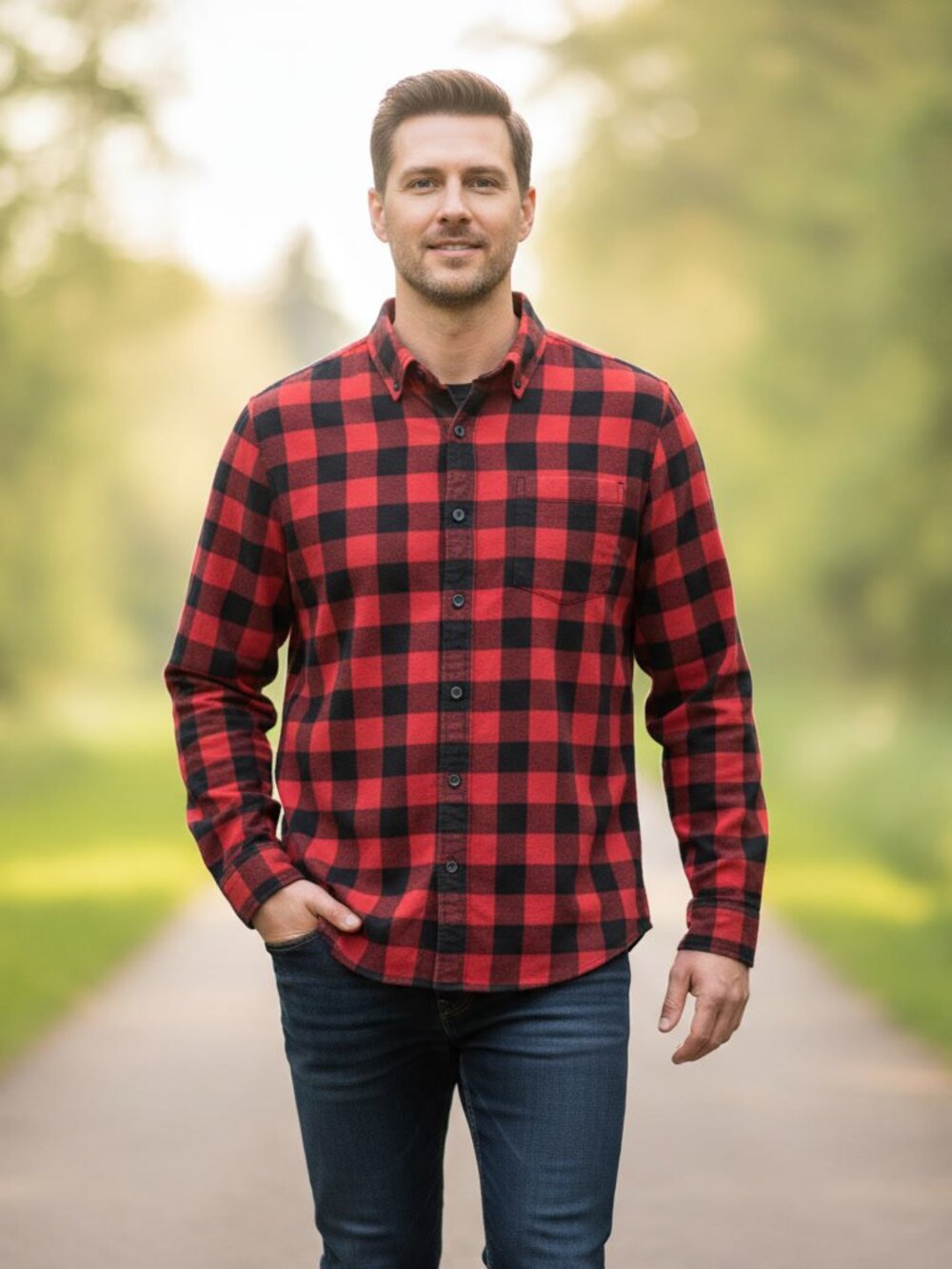 Eddie Bauer Red Black Buffalo Check Flannel XL